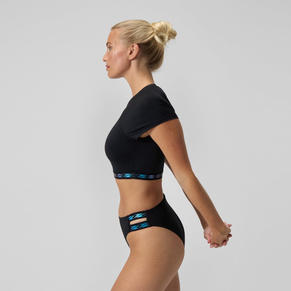 Women's FLU3NTE Logo Elastic Crop Top Black