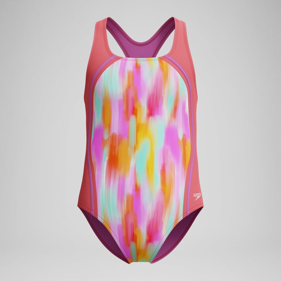 Monopièce à motif imprimé Sport Splice pour filles, orange