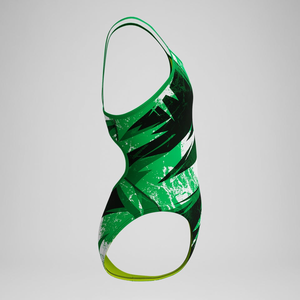 Girls Bolted Flyback One Piece Black/Green