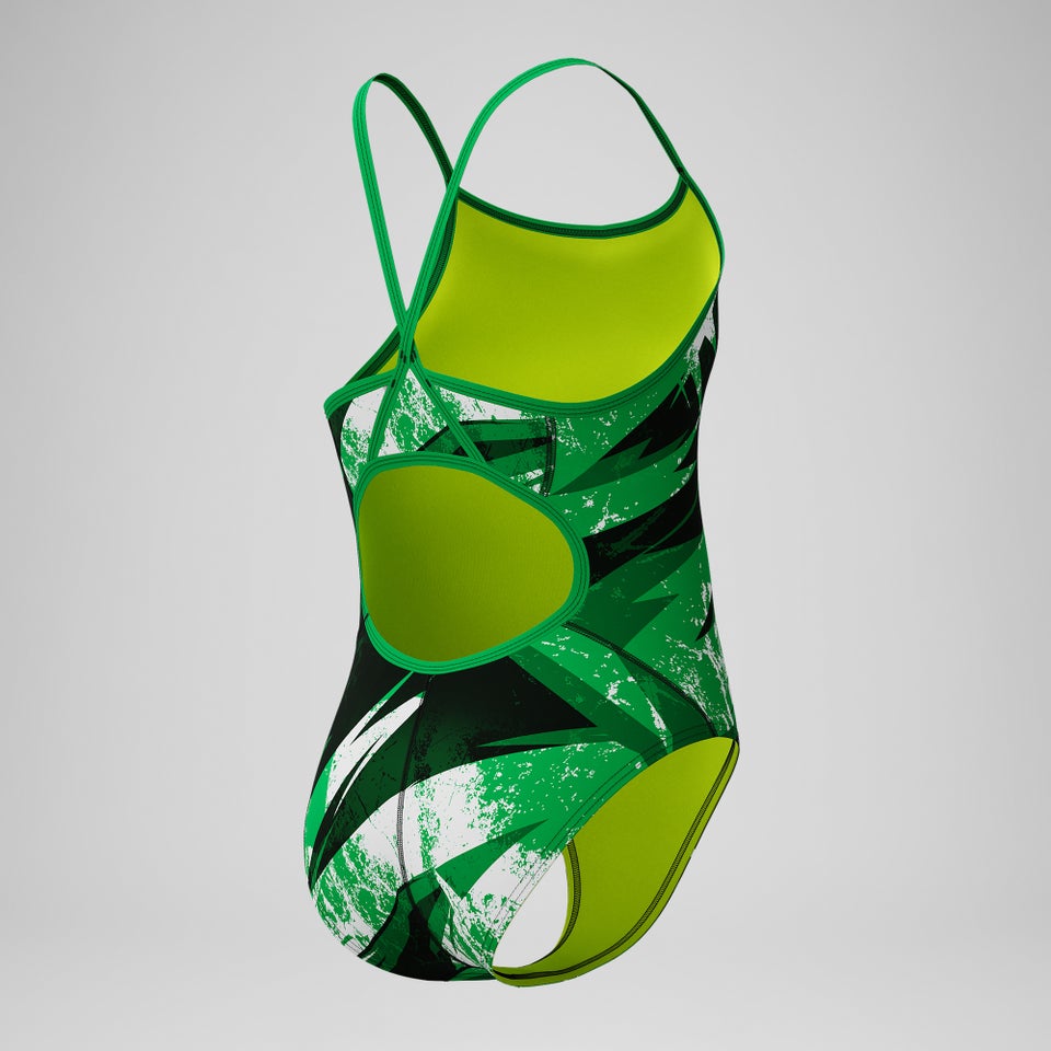 Girls Bolted Flyback One Piece Black/Green