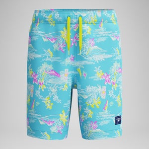 Kid's Print Redondo Volley 15" Swim Trunks Light Blue - XS