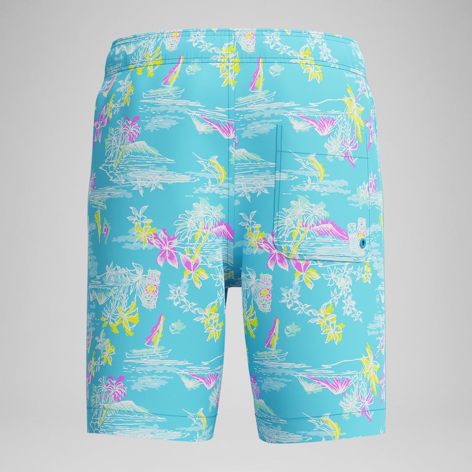 Kid's Print Redondo Volley 15" Swim Trunks Light Blue