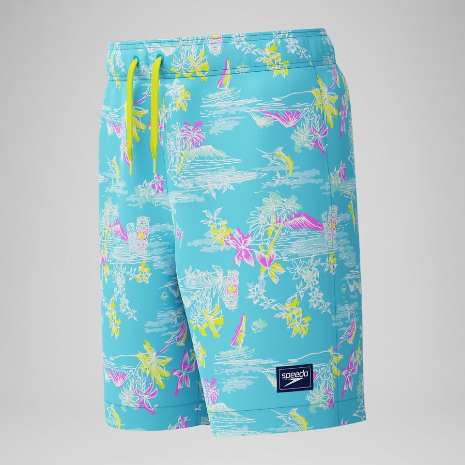 Kid's Print Redondo Volley 15" Swim Trunks Light Blue