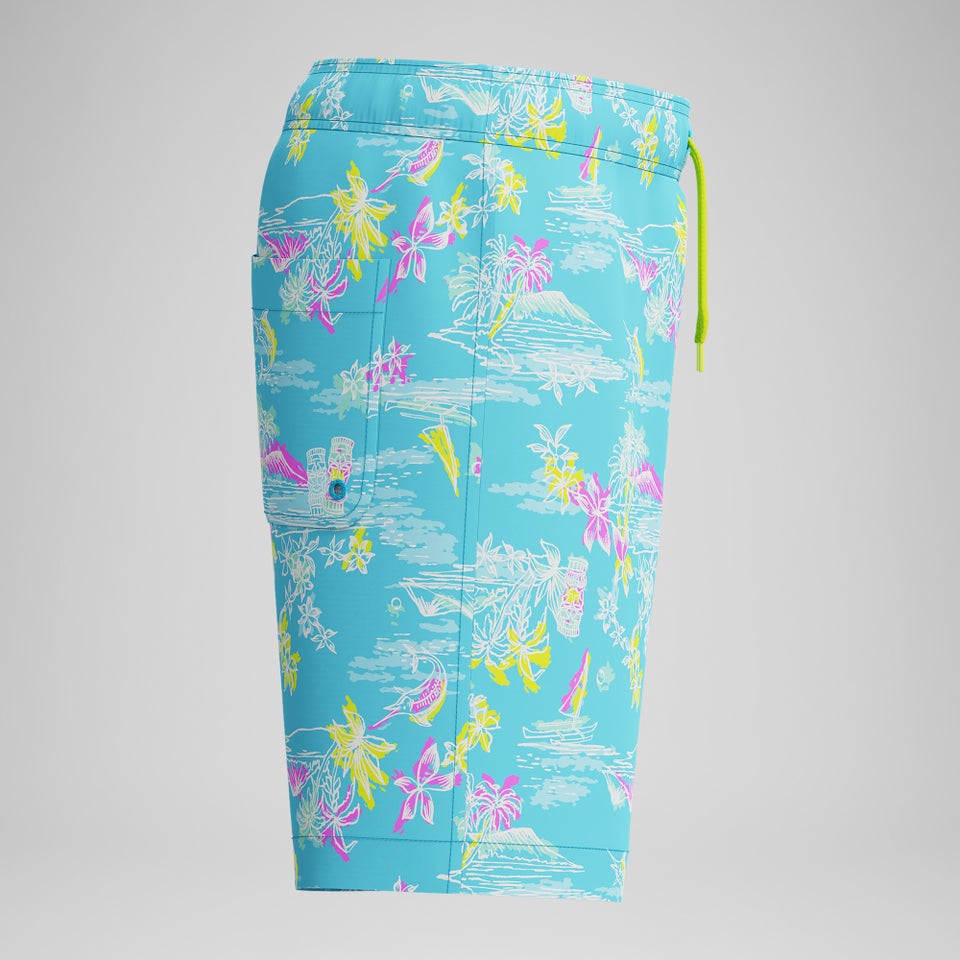 Kid's Print Redondo Volley 15" Swim Trunks Light Blue