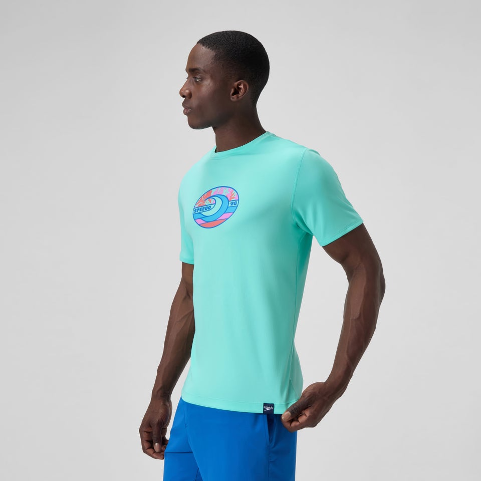 Men's Graphic Short Sleeve Rashguard Light Blue