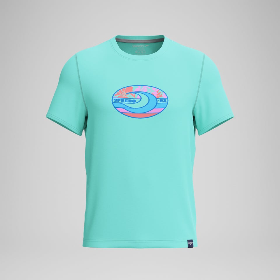 Men's Graphic Short Sleeve Rashguard Light Blue