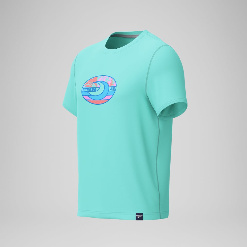 Men's Graphic Short Sleeve Rashguard Light Blue