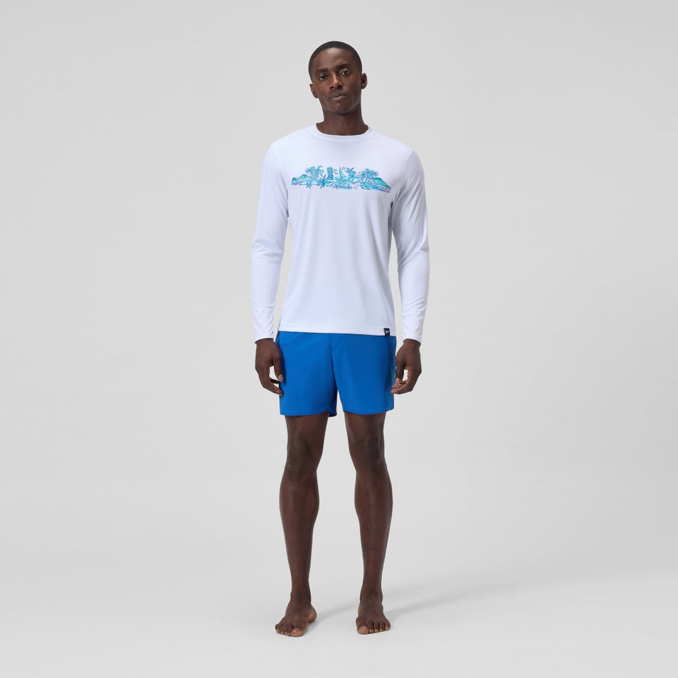 Maillot dermoprotecteur manches longues à motif graphique pour hommes, blanc