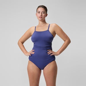 Women's Adjustable Solid Shirred One Piece Purple - 8