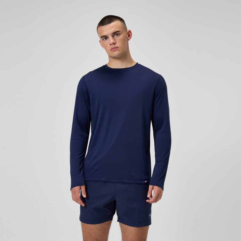 Maillot dermoprotecteur manches longues à motif graphique pour hommes, bleu marine