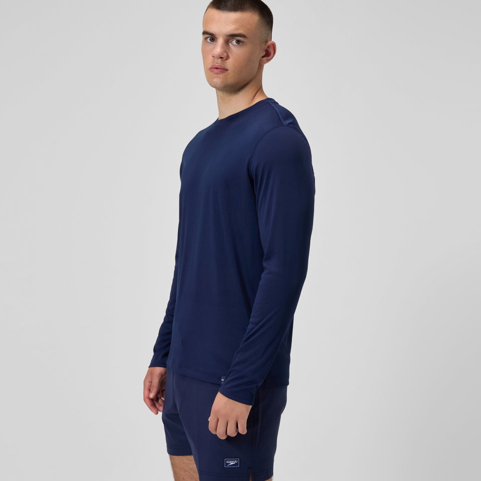 Maillot dermoprotecteur manches longues à motif graphique pour hommes, bleu marine
