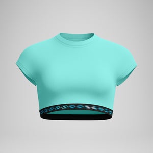 Women's FLU3NTE Logo Elastic Crop Top Turquoise