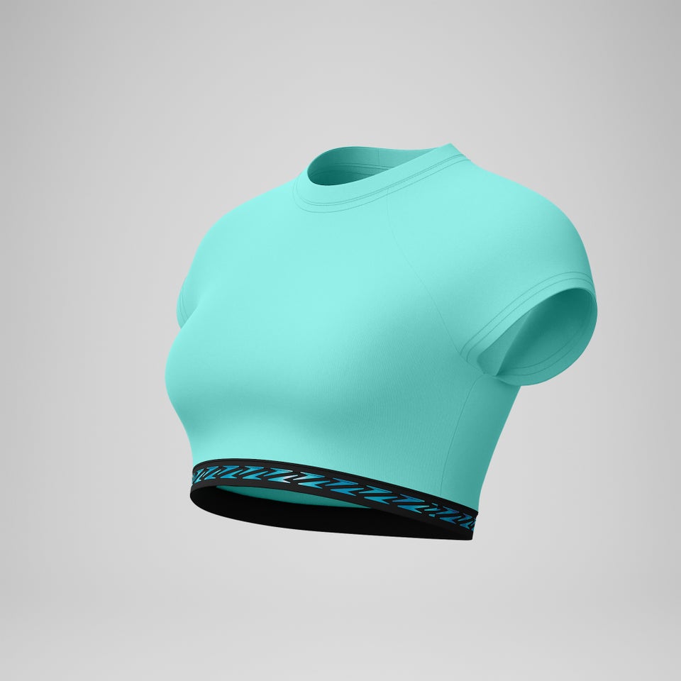 Women's FLU3NTE Logo Elastic Crop Top Turquoise