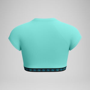Women's FLU3NTE Logo Elastic Crop Top Turquoise