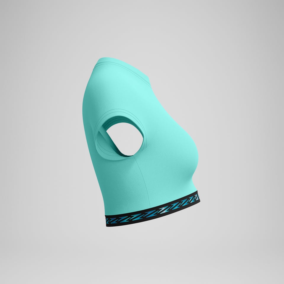 Women's FLU3NTE Logo Elastic Crop Top Turquoise