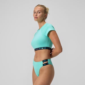 Women's FLU3NTE Logo Elastic Crop Top Turquoise