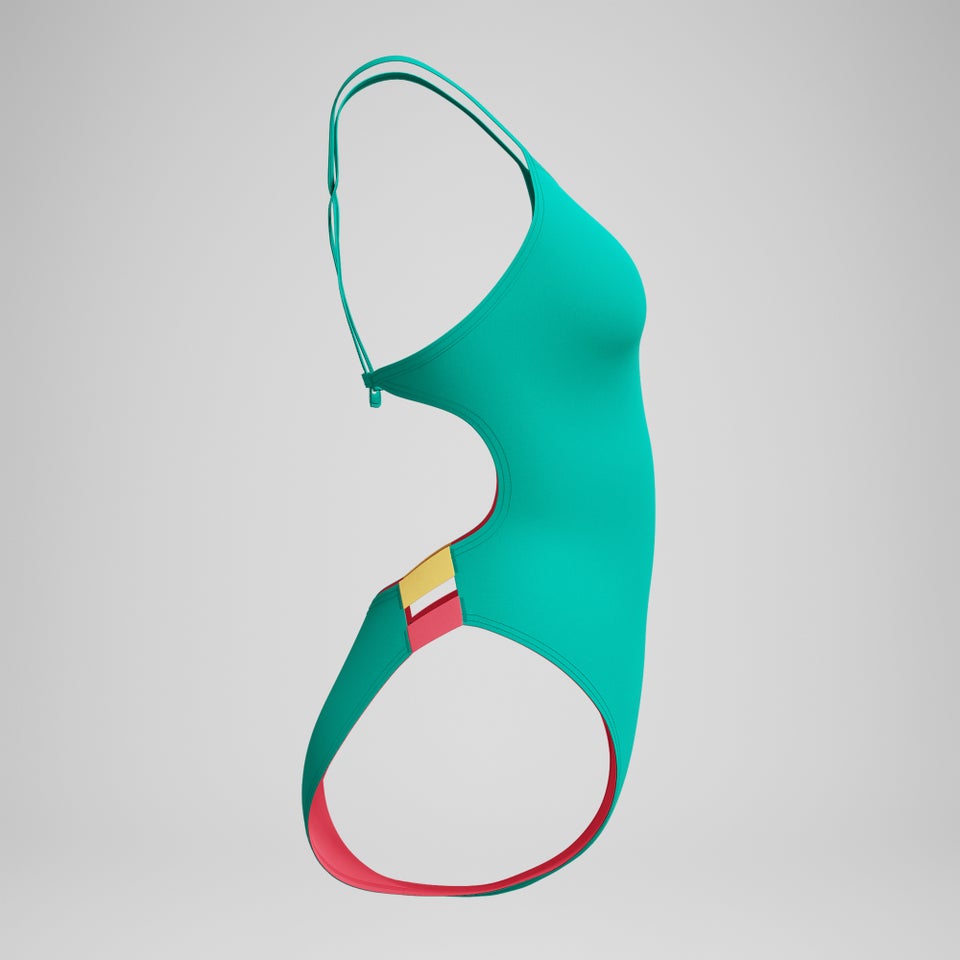 Women's Solid Twist Back One Piece Green