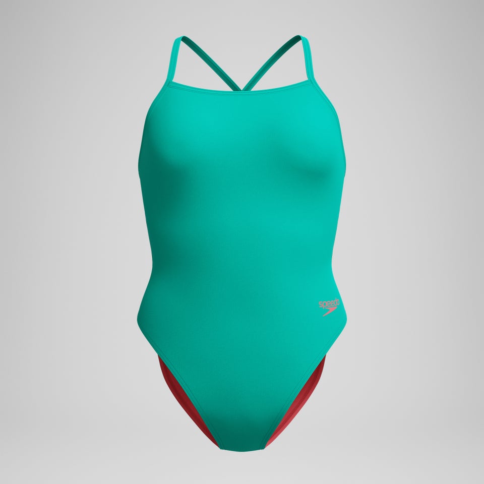 Women's Solid Twist Back One Piece Green