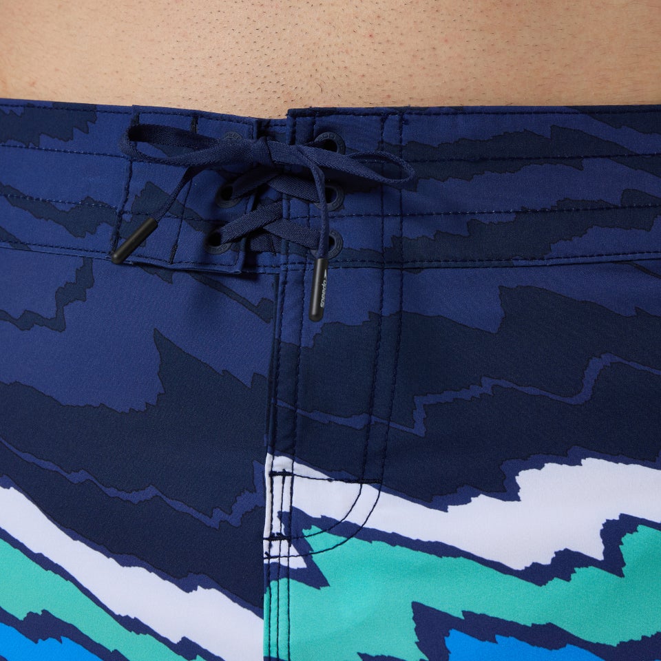 Men's Print Speedo 4way Flex Boardshort 18" Blue/White