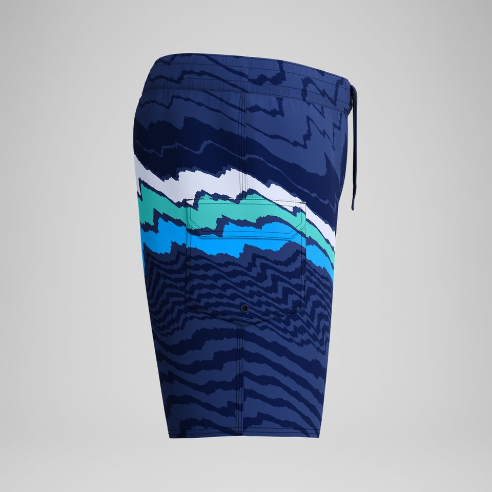 Men's Print Speedo 4way Flex Boardshort 18" Blue/White