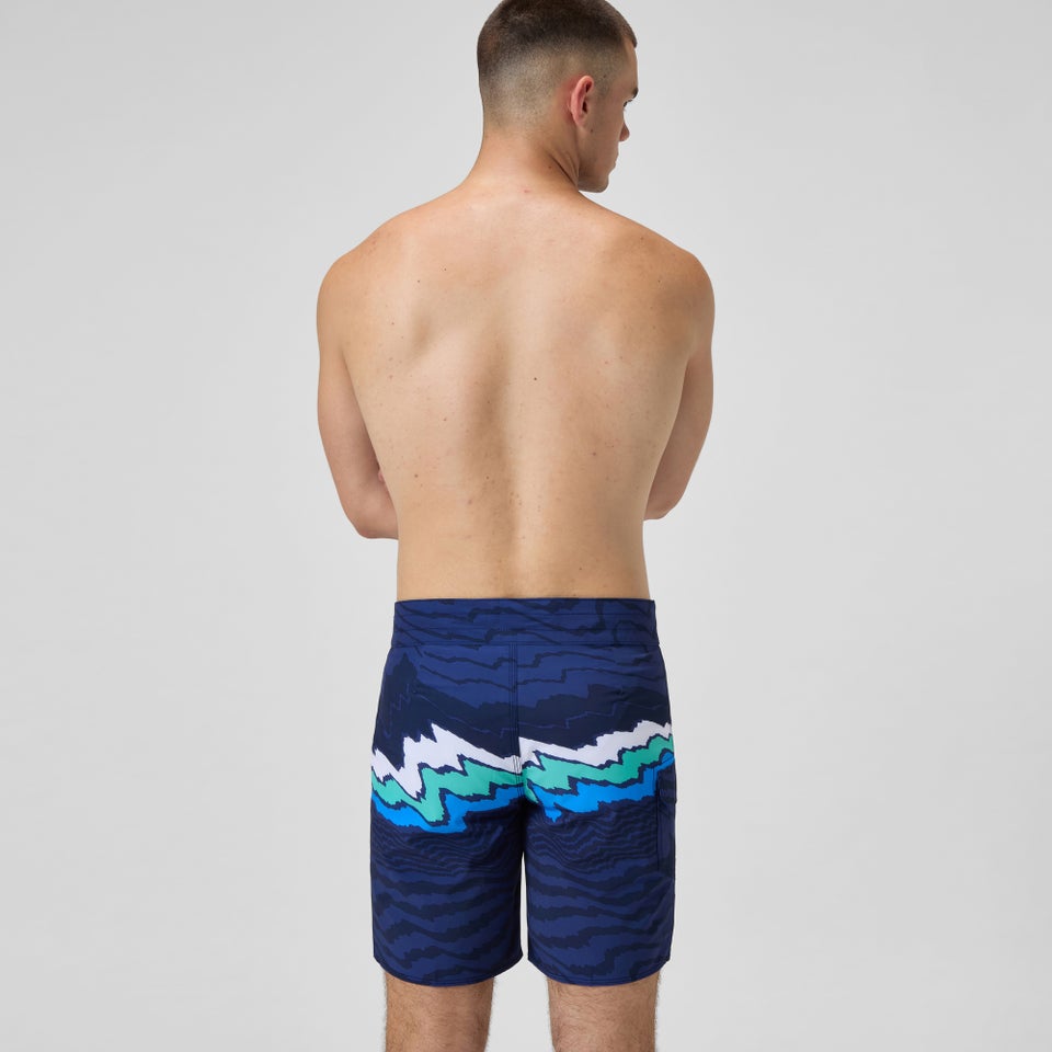 Men's Print Speedo 4way Flex Boardshort 18" Blue/White