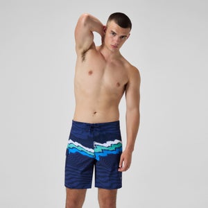 Men's Print Speedo 4way Flex Boardshort 18" Blue/White