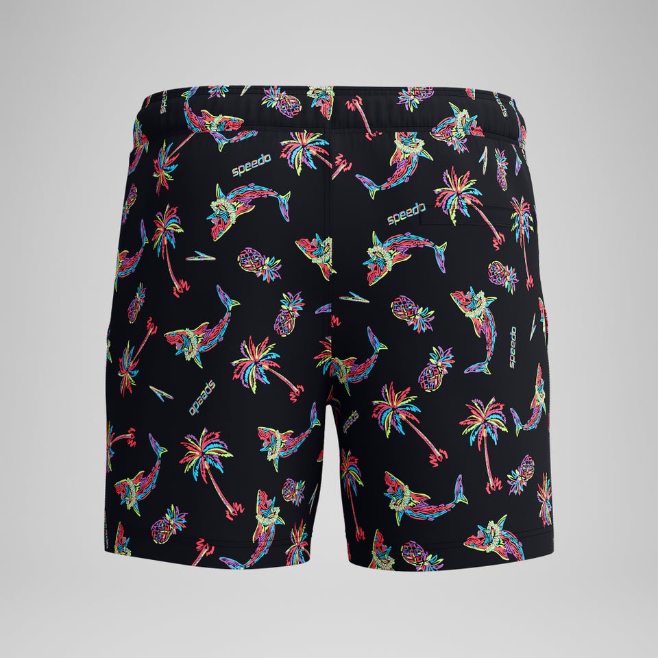 Men's Printed 16'' Redondo Edge Swim Shorts Black/Orange