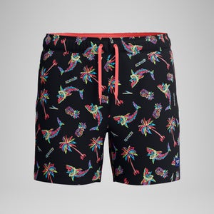 Men's Printed 16'' Redondo Edge Swim Shorts Black/Orange