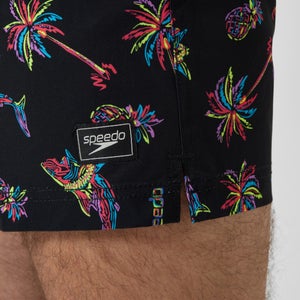 Men's Printed 16'' Redondo Edge Swim Shorts Black/Orange