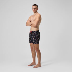 Men's Printed 16'' Redondo Edge Swim Shorts Black/Orange