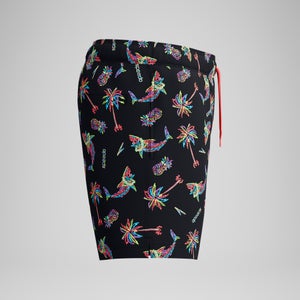 Men's Printed 16'' Redondo Edge Swim Shorts Black/Orange