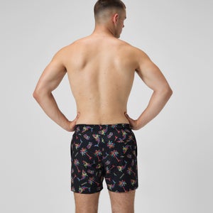 Men's Printed 16'' Redondo Edge Swim Shorts Black/Orange