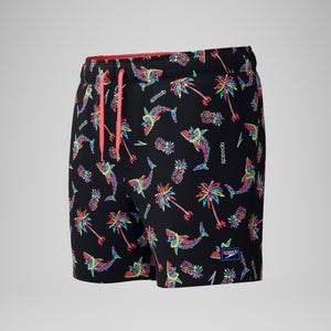 Men's Printed 16'' Redondo Edge Swim Shorts Black/Orange
