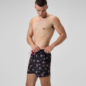 Men's Printed 16'' Redondo Edge Swim Shorts Black/Orange