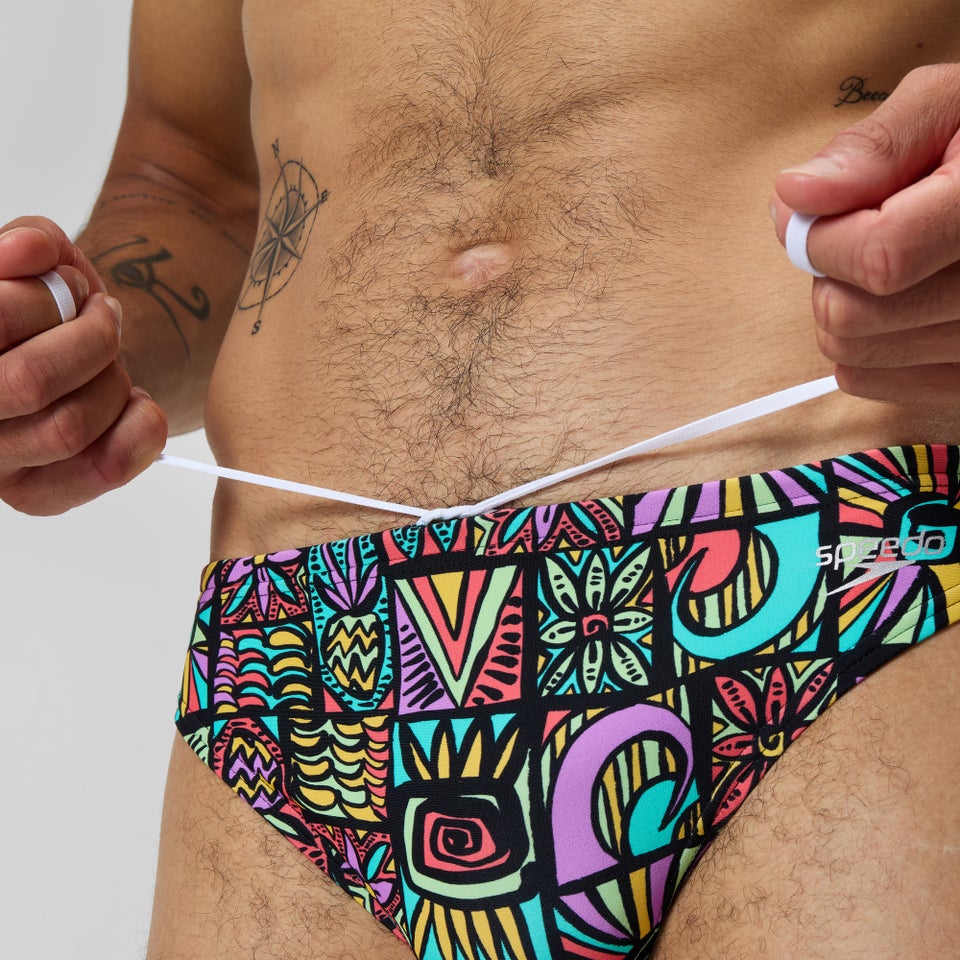 Beachstar Badehose 5 cm Schwarz/Orange für Herren