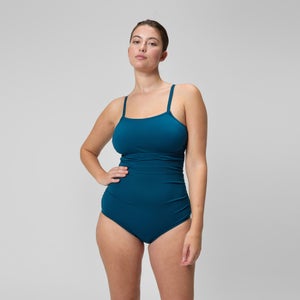 Women's Adjustable Solid Shirred One Piece Blue