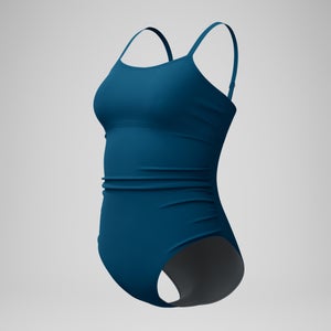 Women's Adjustable Solid Shirred One Piece Blue