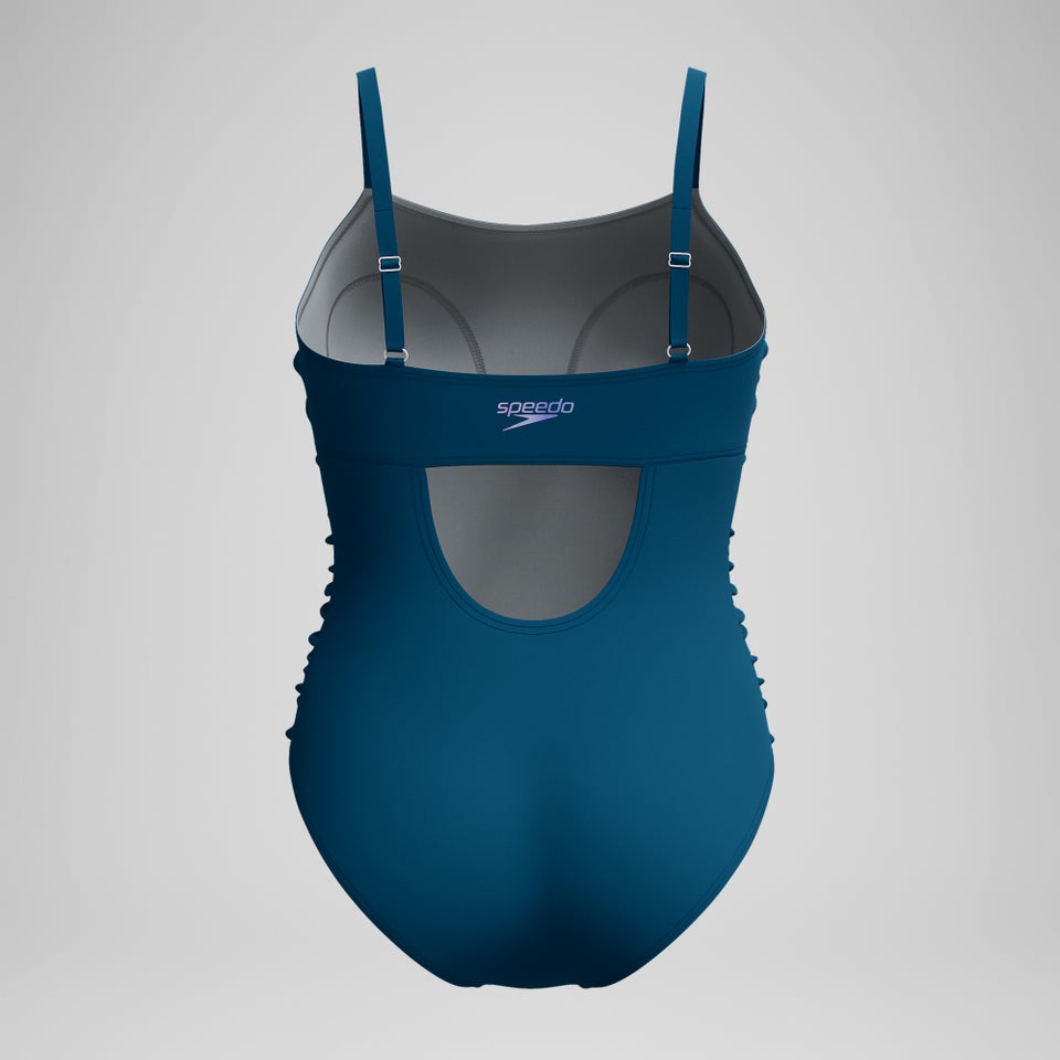 Women's Adjustable Solid Shirred One Piece Blue