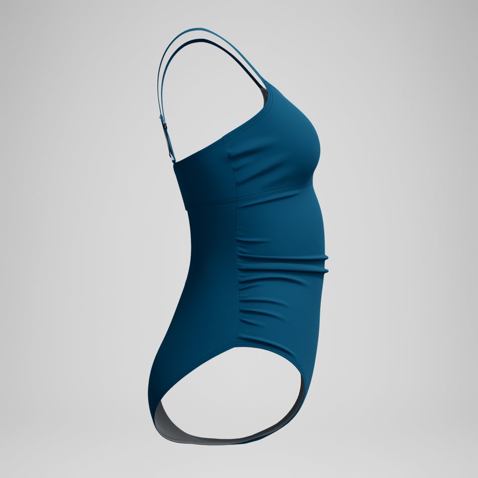 Women's Adjustable Solid Shirred One Piece Blue