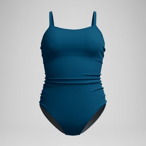 Women's Adjustable Solid Shirred One Piece Blue