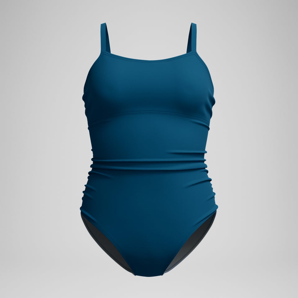 Women's Adjustable Solid Shirred One Piece Blue