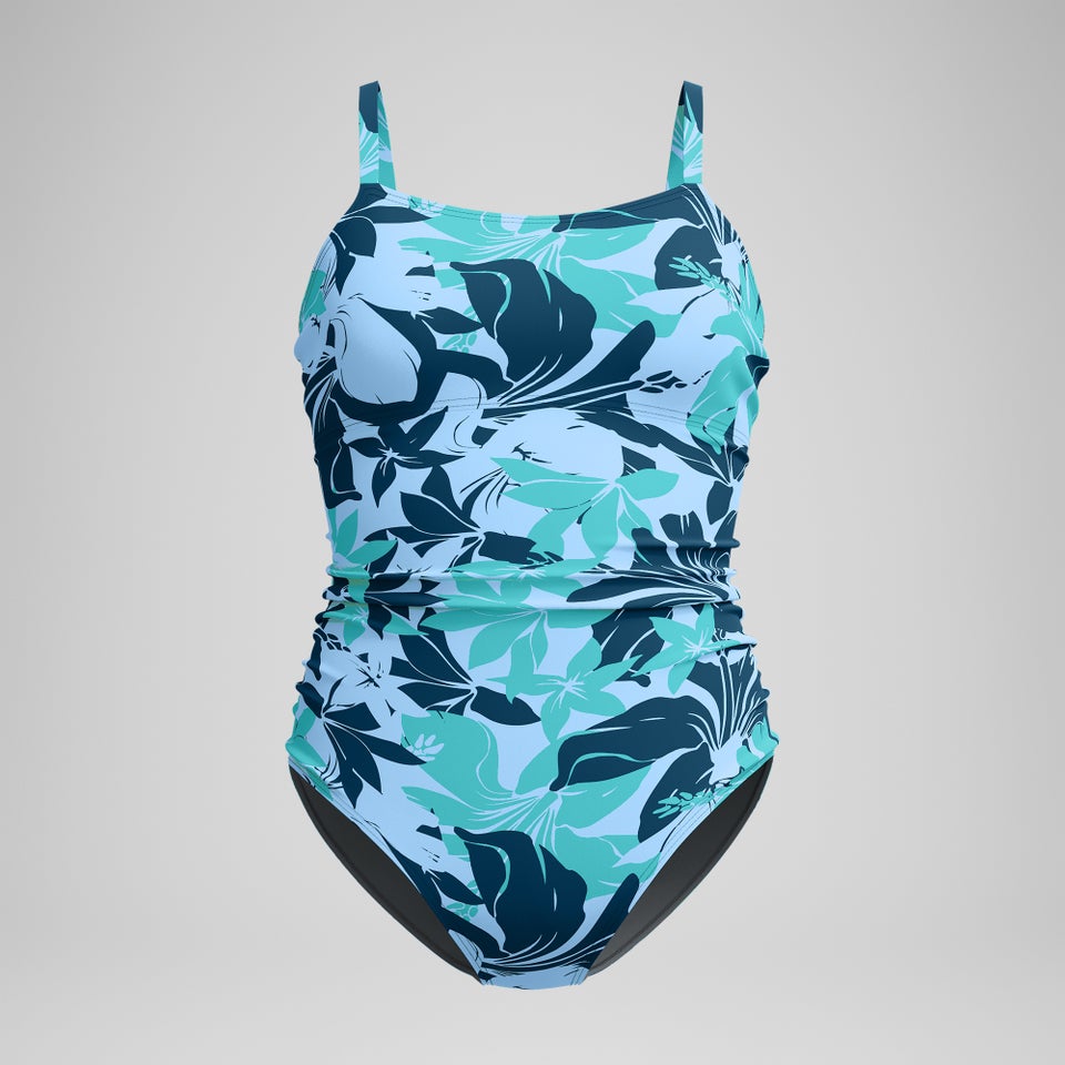 Monopièce à motif imprimé froncé pour femmes, vert