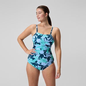 Monopièce à motif imprimé froncé pour femmes, vert