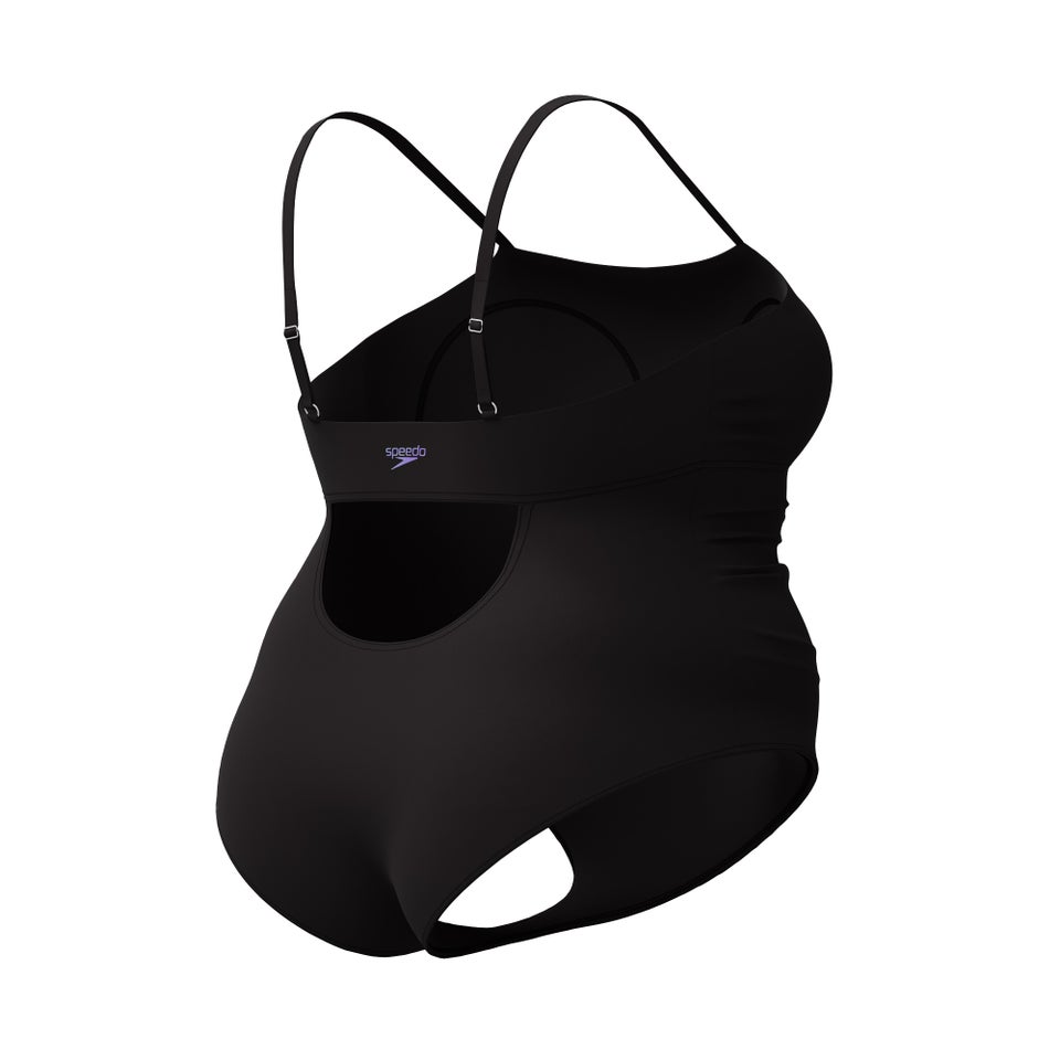 Women's New Plus Solid Shirred Tank One Piece Black