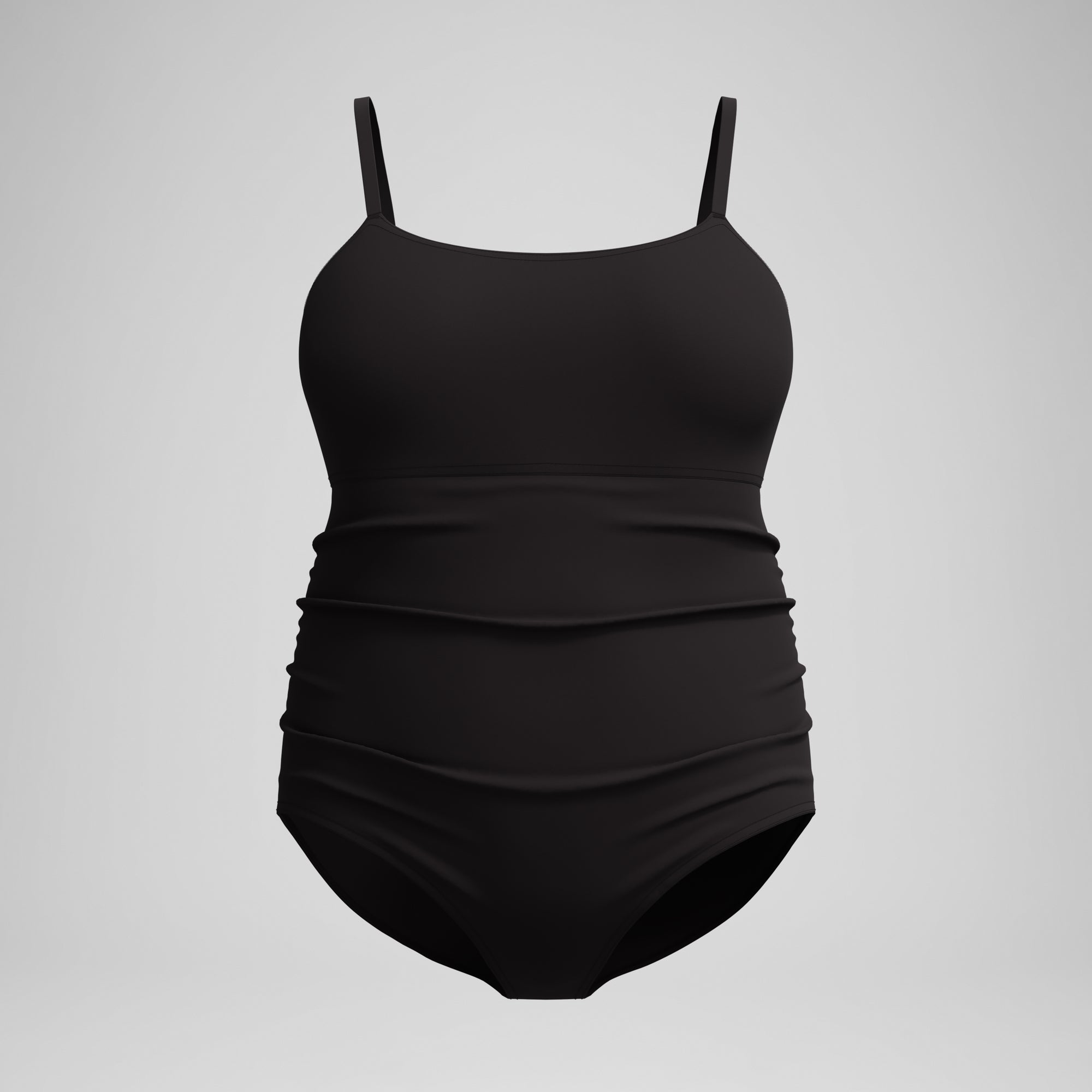 Women's New Plus Solid Shirred Tank One Piece Black | Speedo USA