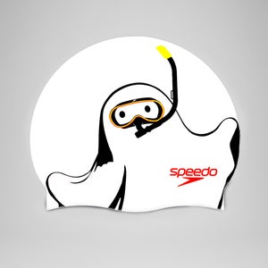 Unisex Halloween Geist Badekappe für Erwachsene Weiß/Gelb - One Size