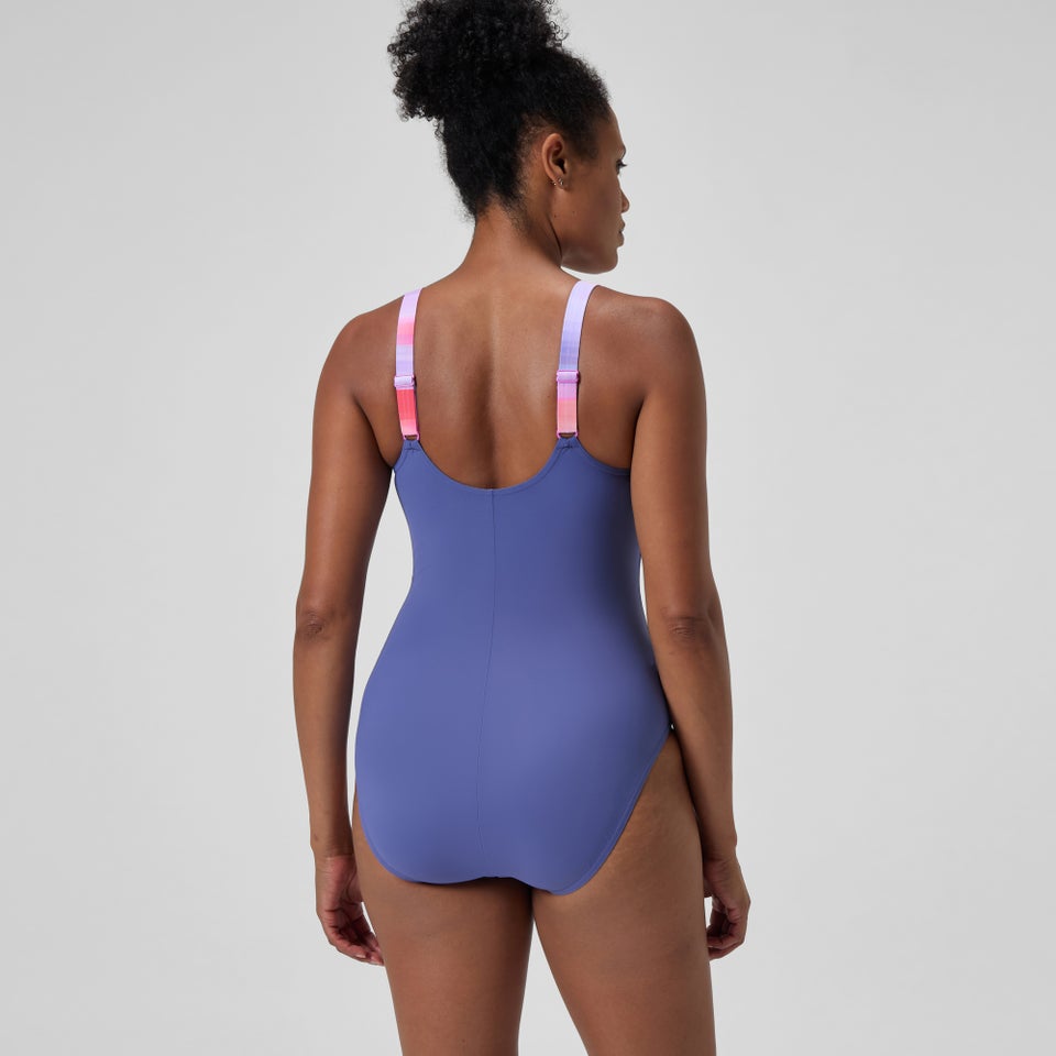 Women's Shaping Printed Splice One Piece Blue/Pink