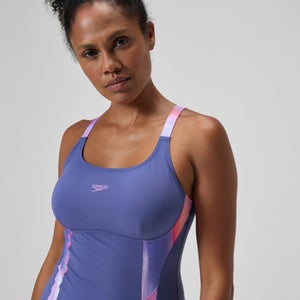 Women's Shaping Printed Splice One Piece Blue/Pink