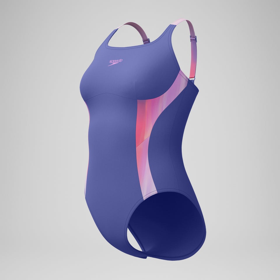 Women's Shaping Printed Splice One Piece Blue/Pink