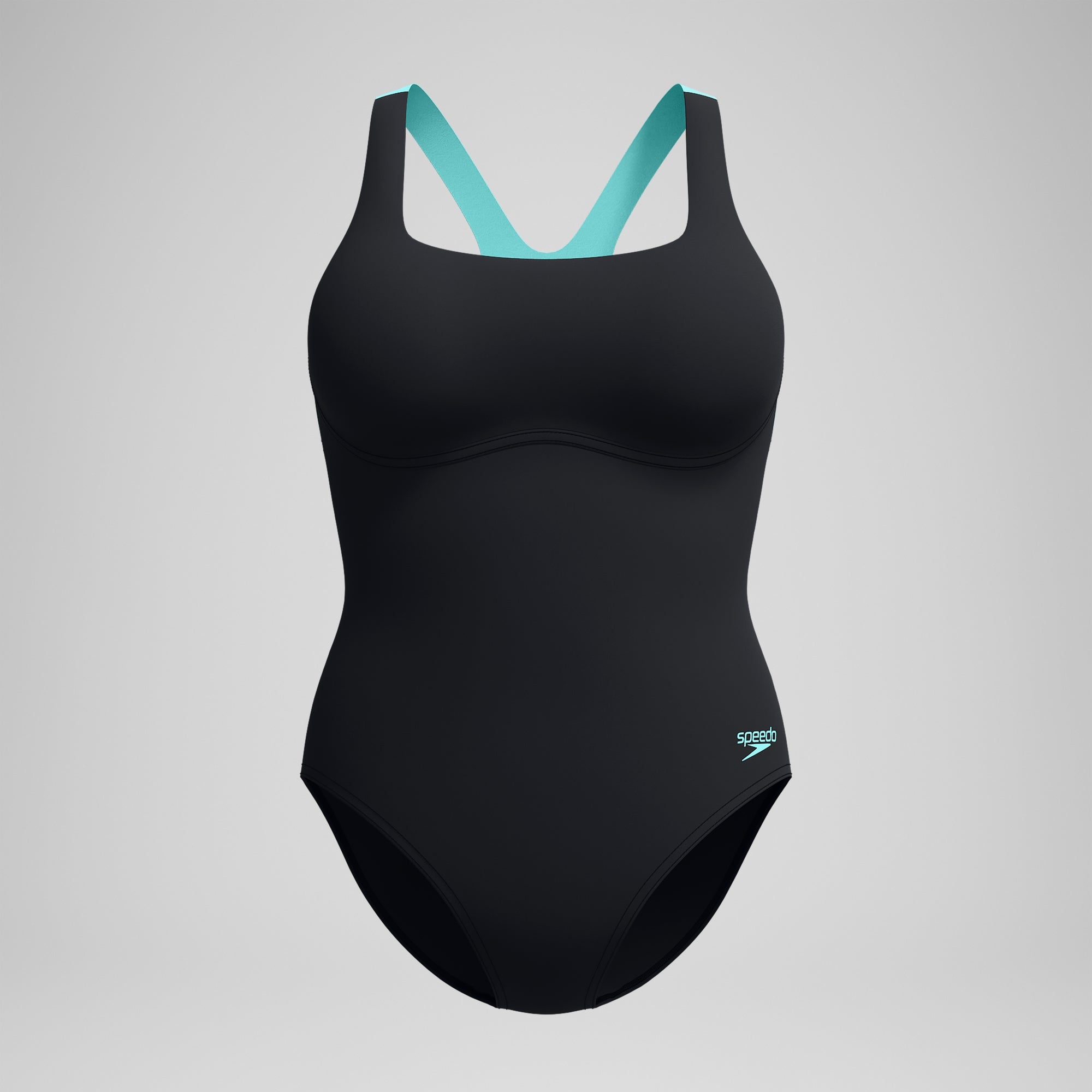 Racer-Badeanzug Schwarz/Grün für Damen